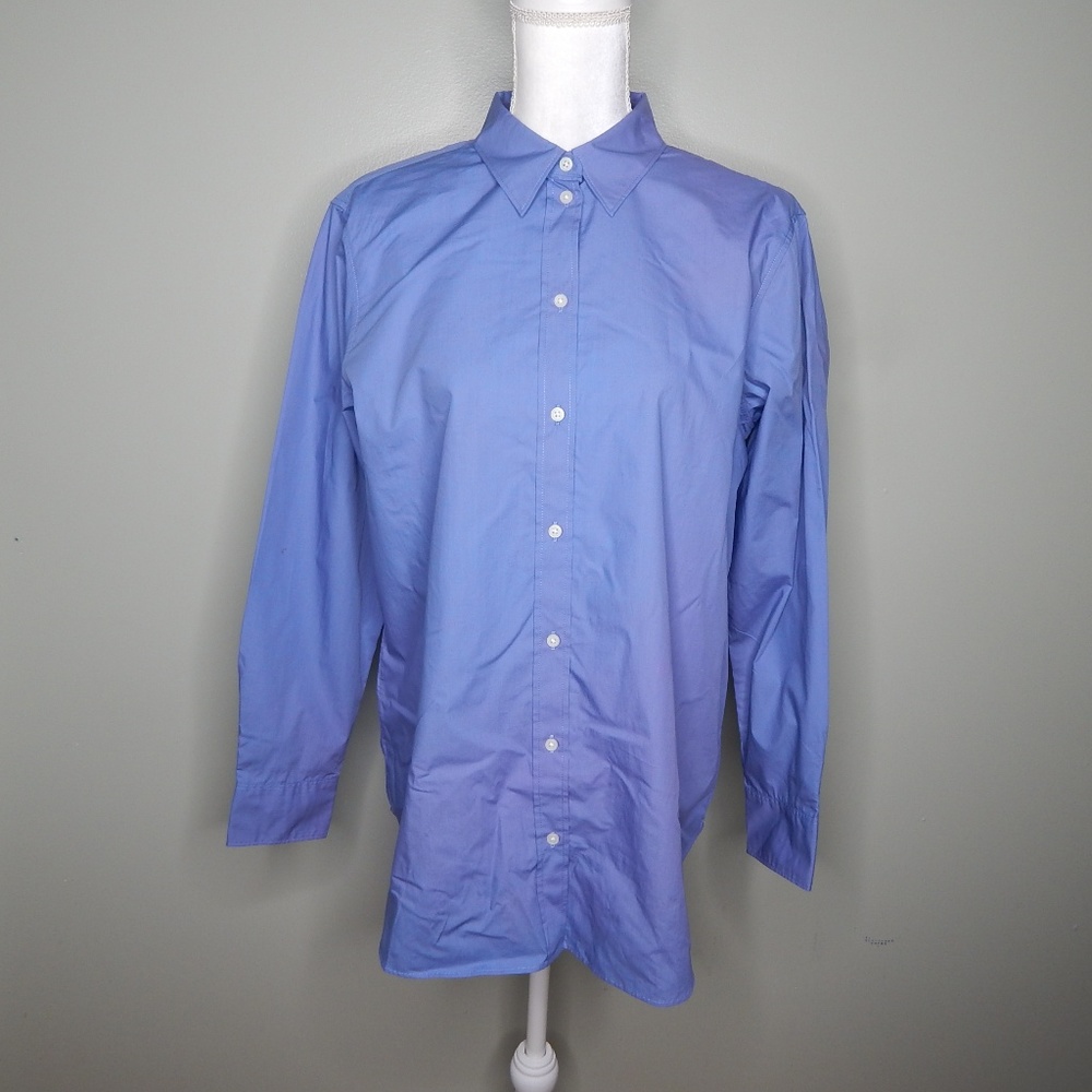 everlane women log sleeve shirt sz 8 blue